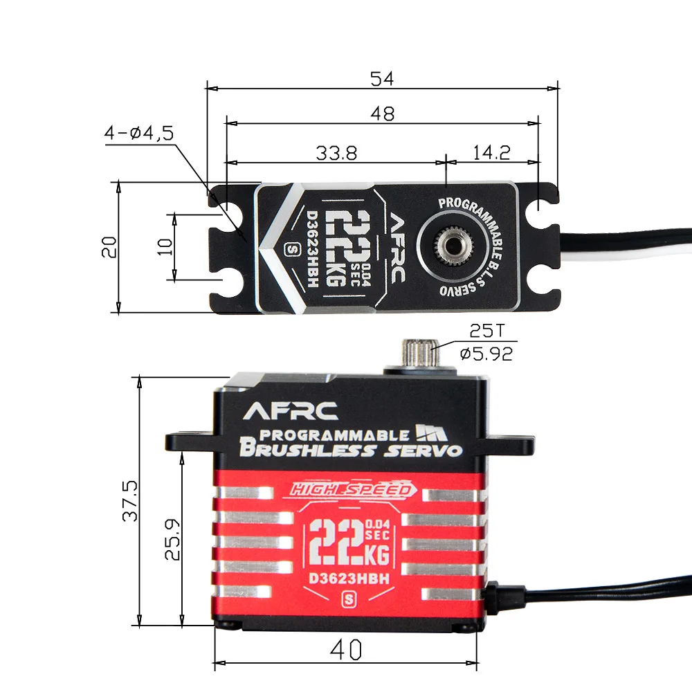 AFRC D3623HBH-S Brushless Smart Servo 22KG 0.035sec Aluminum Case for OXY5 MEG SAB GOBLIN RAW 700 450-700 Class Helicopters DIY