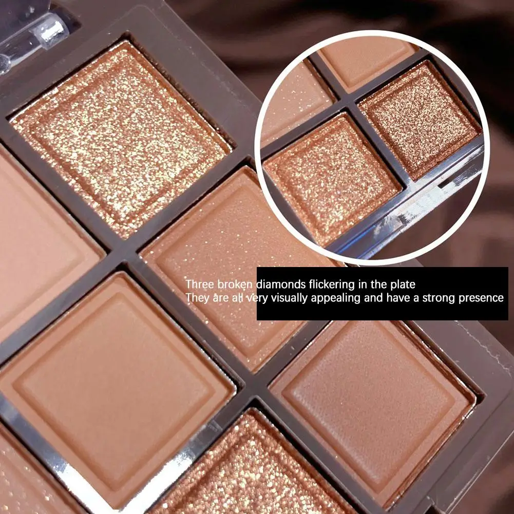 9 Kleuren Chocolade Oogschaduwpalet Parelwitte Matte Make-Up Glanzende Aarde Pailletten Palet Pigmenten Blijvende Oogschaduw Kleur Oog Z3e7