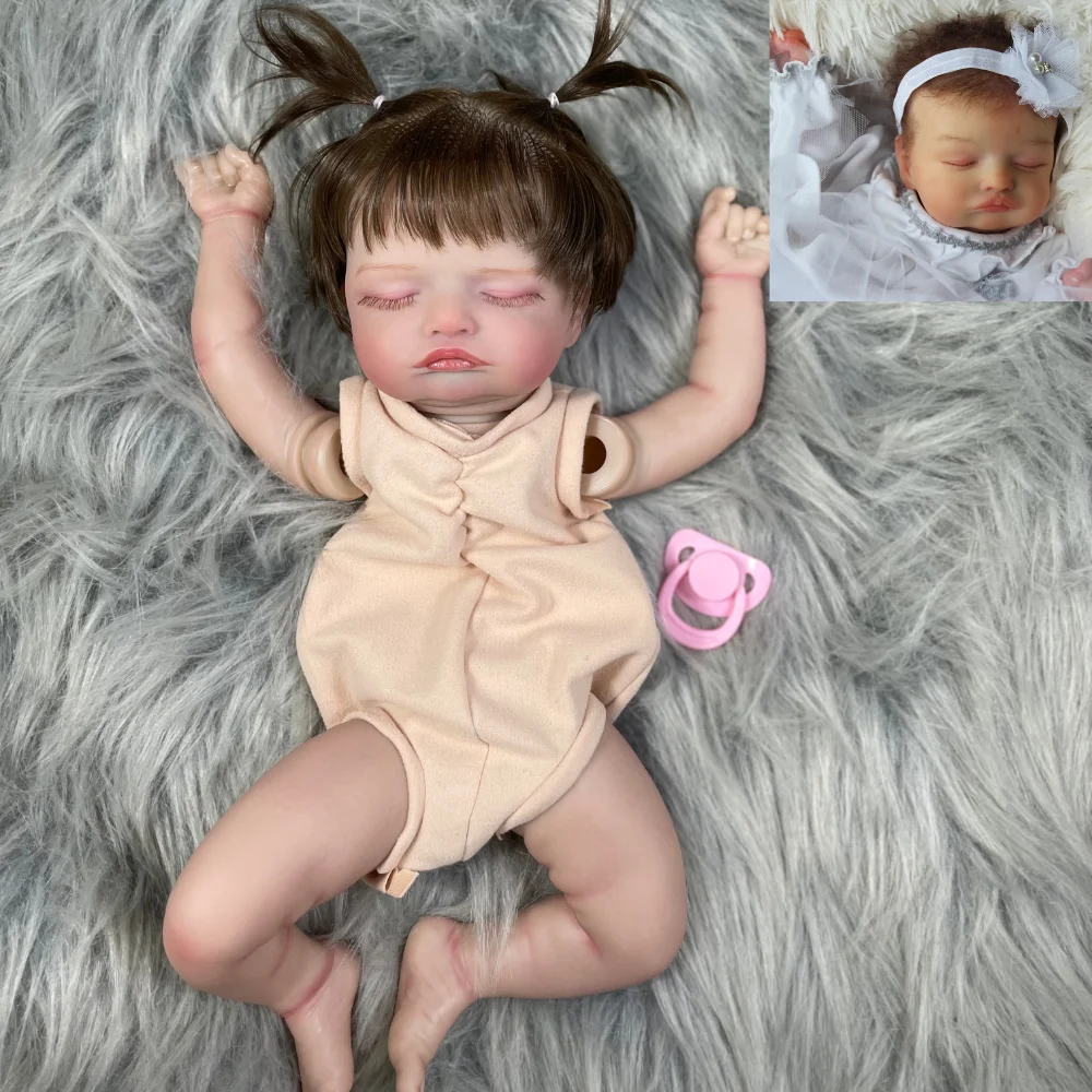 19 inch Finished Painted Reborn Doll Kit Rosalie With Hair Transplant and Eyelashes Newborn Lifelike Vinyl Doll Mold Parts