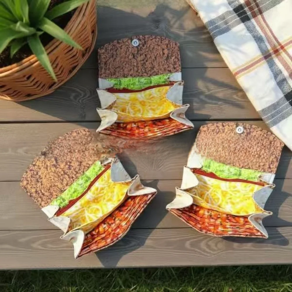 Multiple Compartments Burrito Wallet Magnetic Wrap Slim Tortilla Shape Purse Stylish Large Capacity Leather Card Holder