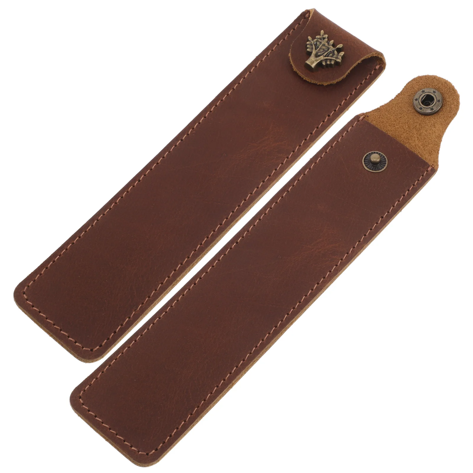 

2pcs Pen Pouch Handcrafted Crazy Horse Vintage Sleeve for Pens Pencils Storage Portable Organizer Small Slim
