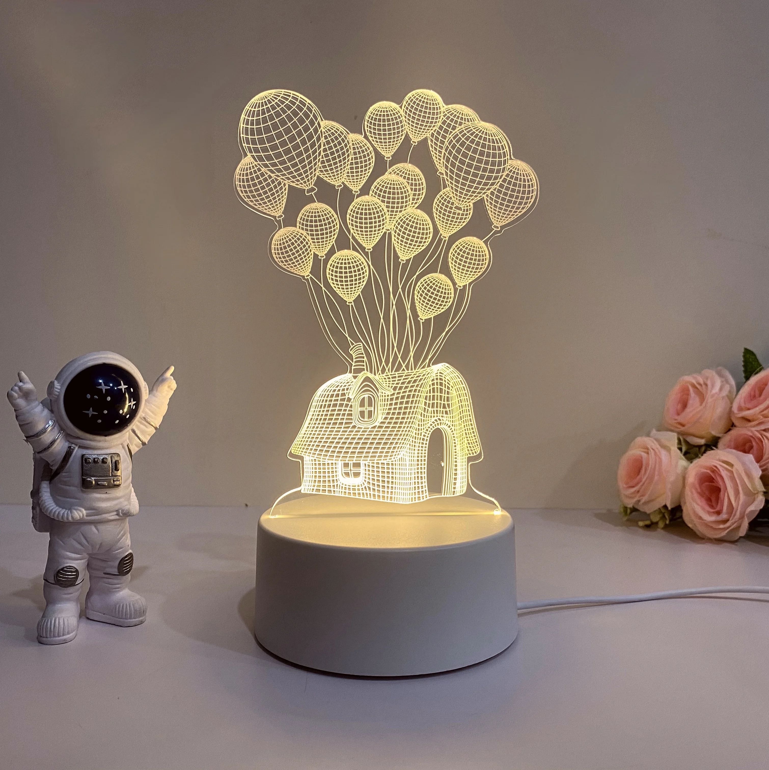 1pc balloon house 3D night light, mood mood light, USB soft light with sleeping light, holiday gift table light.