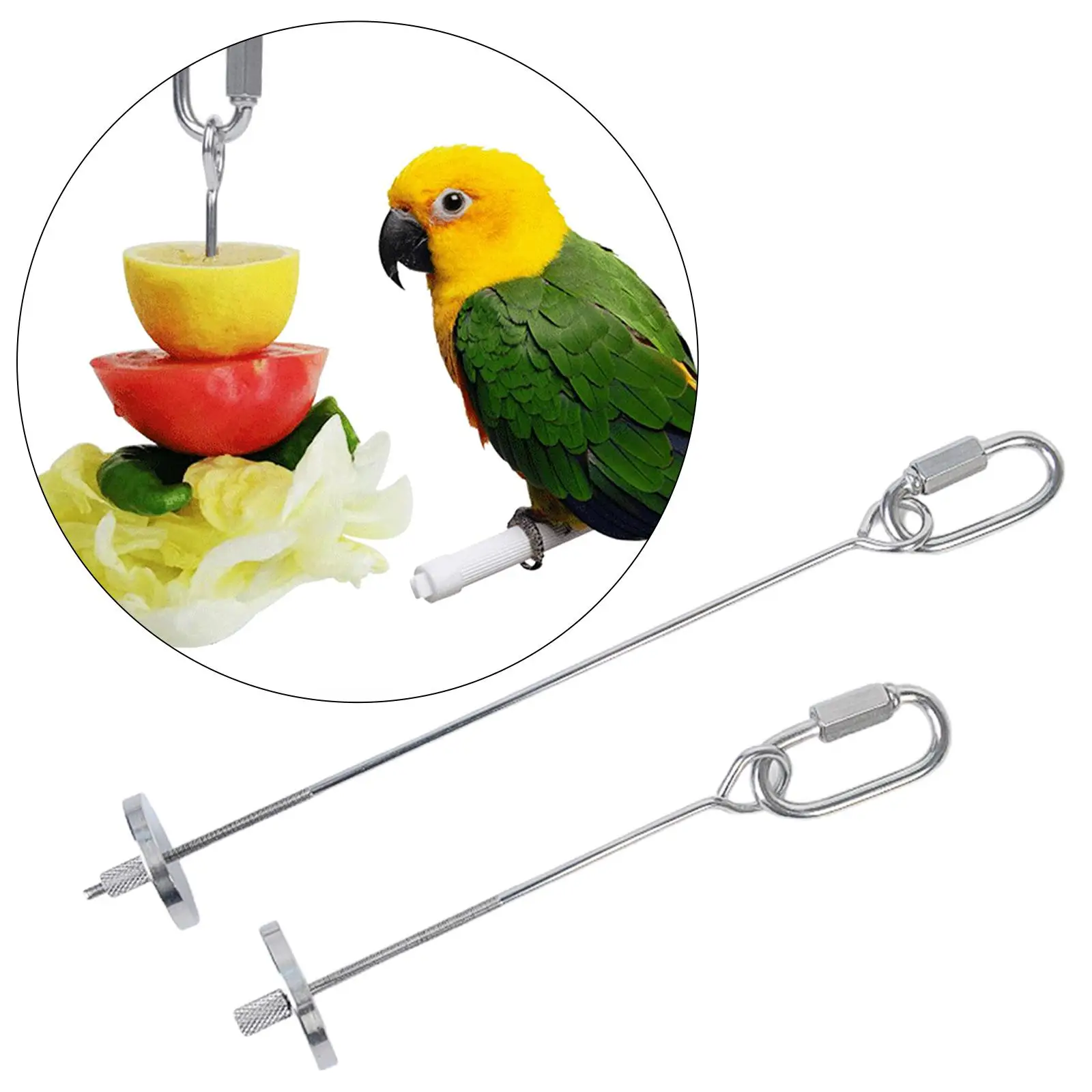 Palillos acero inoxidable comedero para pájaros y loros - imagen 3