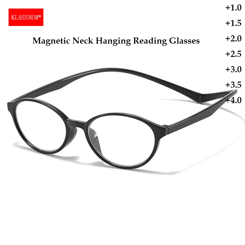KLASSNUM KLASSNUM Women Presbyopic Glasses Magnetic Neck Hanging Reading Glasses Classic Round Frame Magnifying Lenses Plus+1.0+1.5+2.0+3 - Aliexpress Deal
