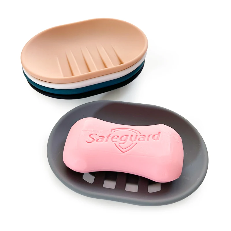 New Silicone Soap Dish for Bathroom Self Draining Soap Bar Holder Kitchen Sink Soap Dish Sponge Drain Pad Countertop Soap Dispen