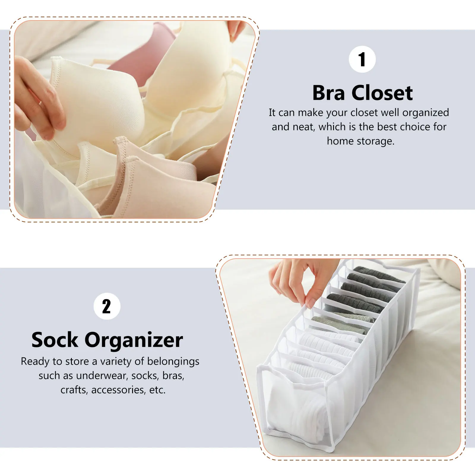 

3Pcs Underwear Drawer Organizer Boxes Foldable Dividers for Socks Bra Closet Accessories Cabinet Storage Neat Bra Closet