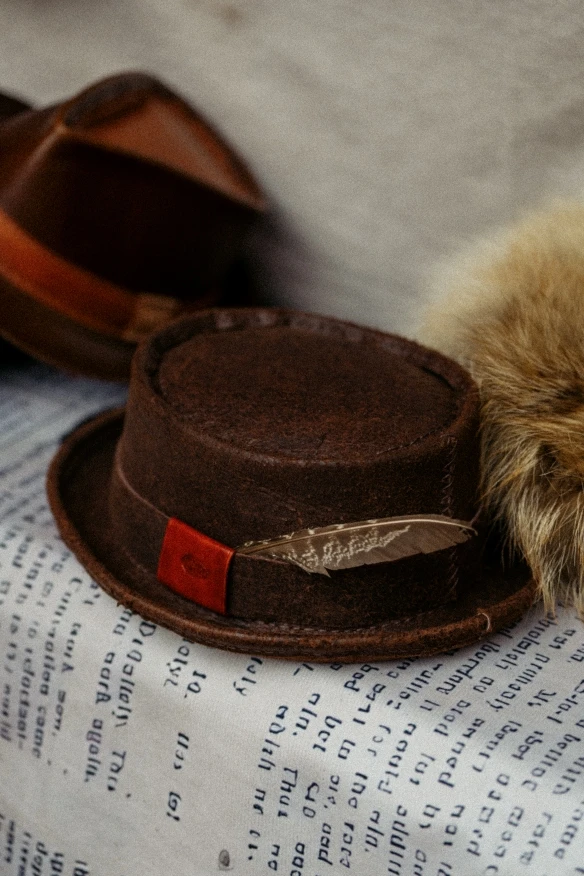 Handmade custom pork pie retro top hat American gentleman hat special effect cowhide limited edition