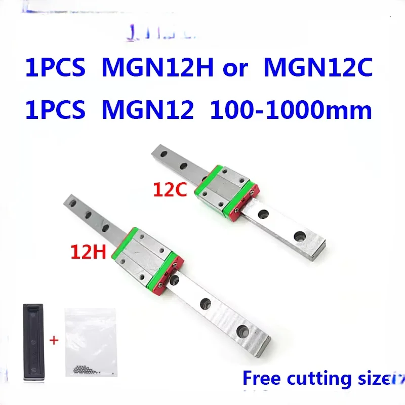 12mm Linear Guide MGN12 100 150 200 250 300 350 400 450 500 550 600 700 800 1000 mm +MGN12H or MGN12C Block 3D Printer CNC