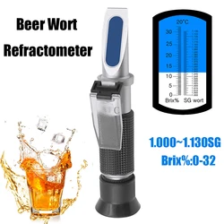 Beer Wort Refractometer 1.000-1.130 ATC Handheld Beer Refractometer 0-32% Brix Sugar Tester Wort Wine Brewing Refracto Meter