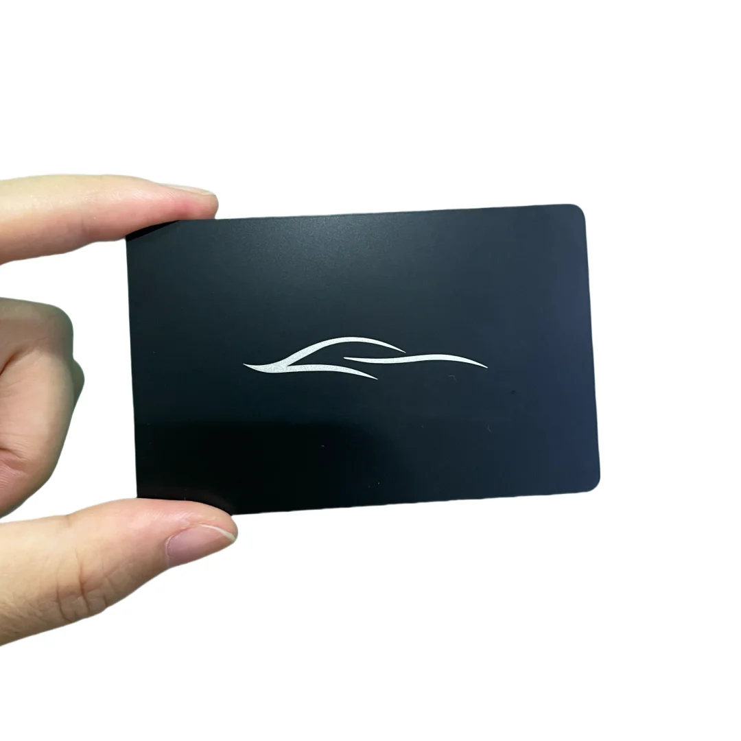 Customized inquiry Custom Personalized Stainless Steel Engraved Laser Hollow Out Brush Black Metal Business Card