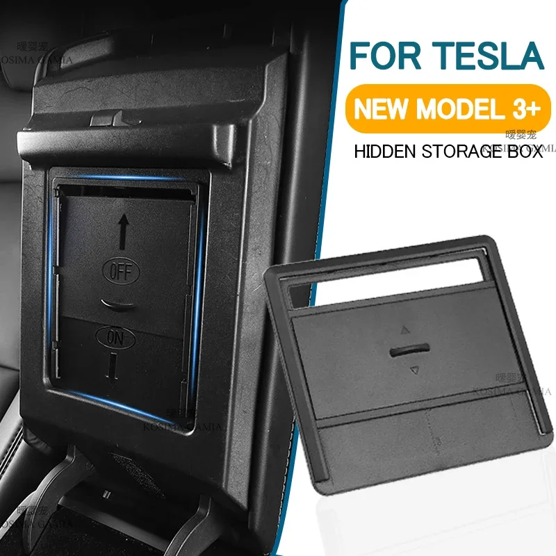 Scatola di immagazzinaggio nascosta per auto per Tesla Model 3 2024 Console centrale Organizzatore Scatola porta bracciolo Nuovo modello 3+