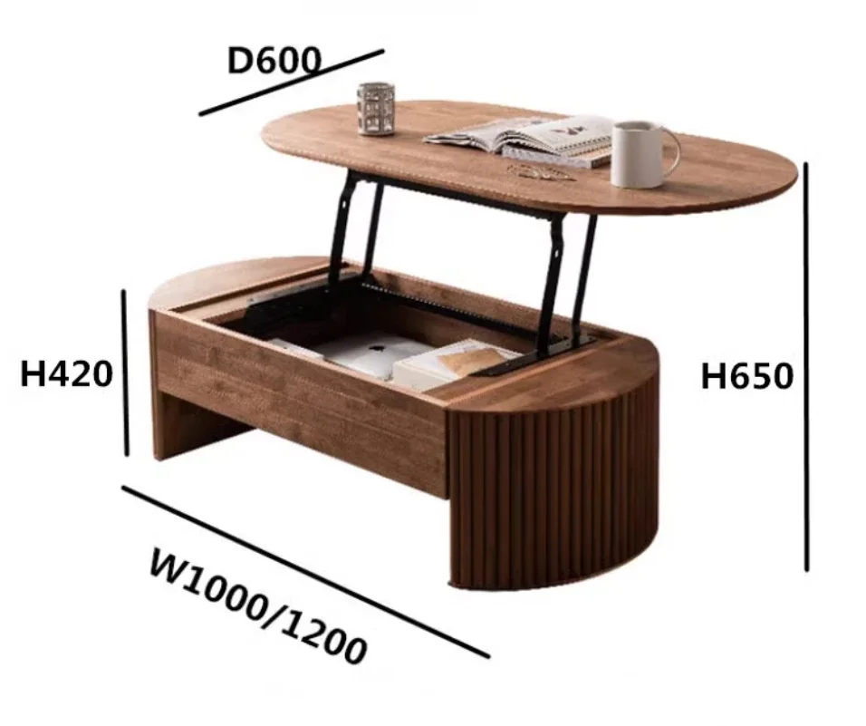 Folding coffee table in 100cm wood color