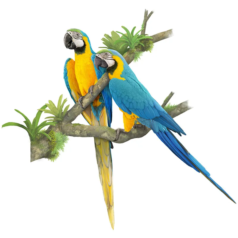 M424 Exquisite Hand Painted Color Parrot Wall Sticker Home Decoration Decals for Bedroom Kitchen Living Room Walls Decor