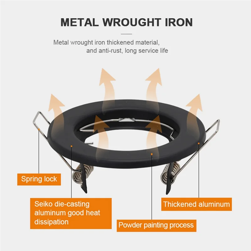 

6Pcs Down Light Frame Recessed LED Ceiling Fixtures Downlight GU10 MR16 Ceiling Spot Lights Fitting Fixture Easy Install Black