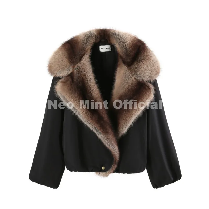 Neo Mint Trendy 2026 Fur Collar Bomber Jacket Women Winter Warm Padded Coat Parkas Luxury Brand Quilted Puffer Jackets Overcoats