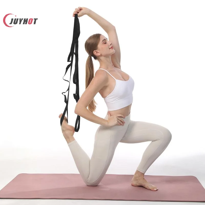 Non Elastic Yoga Stretching Strap Multi Loops Adjustable Assist Band For Fitness Leg Stretch Physical Therapy Training