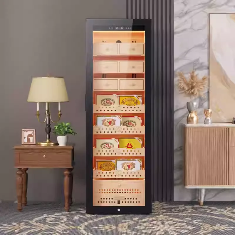 Digital Humidity Control Cigar Humidor Display Cabinet with Ammonia Removal Mobile Phone Remote WiFi Control System Pro