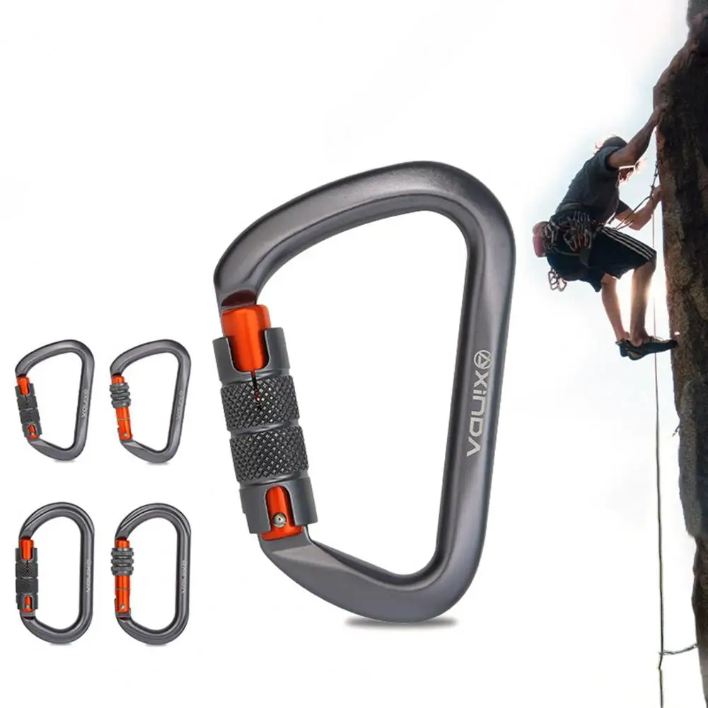 25/28kn Climbing Carabiner O-Shape D-Shape Screw Climbing Lock 7075 Aviation Aluminum Rappelling Swing Rescue Climbing Carabiner