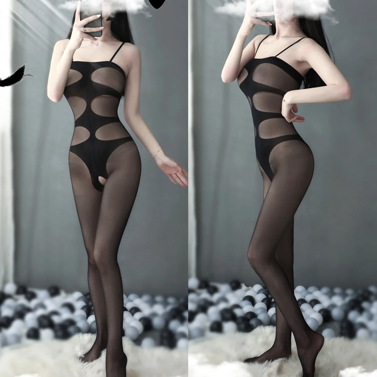 Black Bodysuit Crotchless Sexy Lingerie Woman Erotic Pajamas Erotic Sex Clothes Transparent Costume Sexy Lingerie Underwear