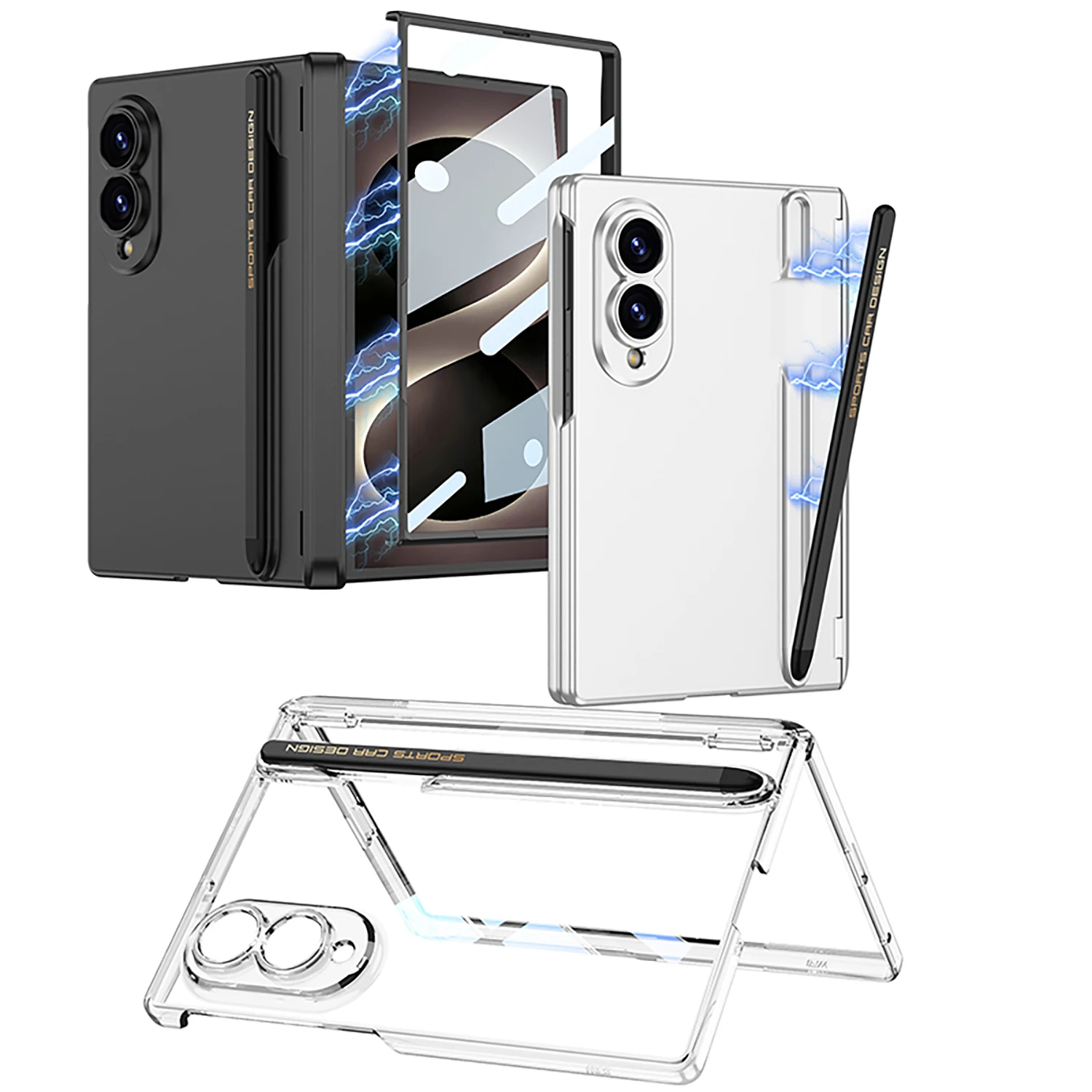 Magnetic Pen Casing For Samsung Galaxy Z Fold 8 Wide Case Protective with Front film Mobile Phone Back Cover