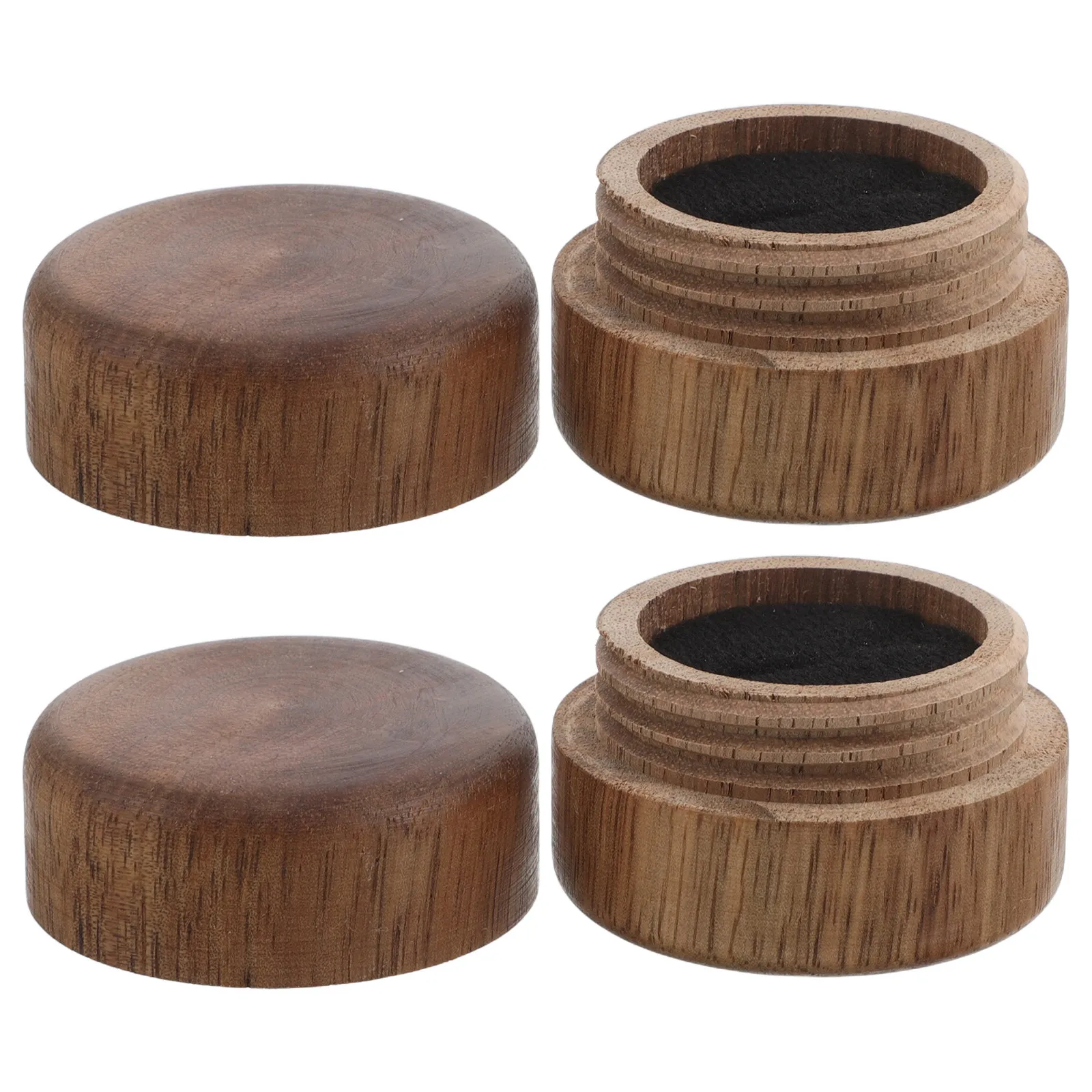 

2Pcs Solid Wood Jewelry Box Round Mini Acacia Wood Ring Container Soft Interior Padding Wedding Anniversary Gift Keepsake Box