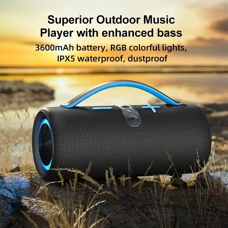 Outdoor Subwoofer Portable Wireless Bluetooth Speaker RGB Lights Waterproof Fabric Home Theater Party Use Audio Sound Box TWS