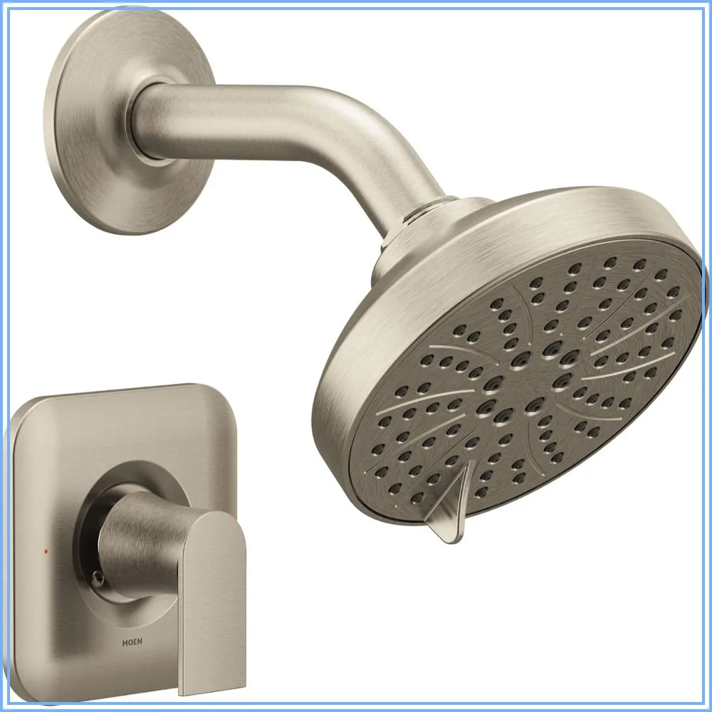 

Modern Shower Trim with Showerhead and Lever Handle, Brushed Nickel, Valve Required
