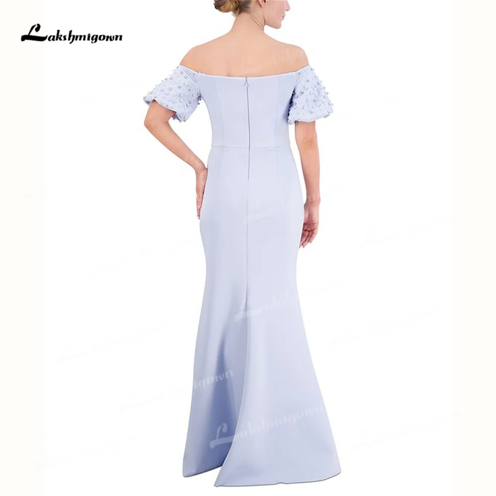 Lakshmigown Boat Neck Flowers Klasyczna formalna sukienka dla mamy Off The Shoulder Krótki bufiasty rękaw Prosta elegancka wieczorowa suknia dla mamy