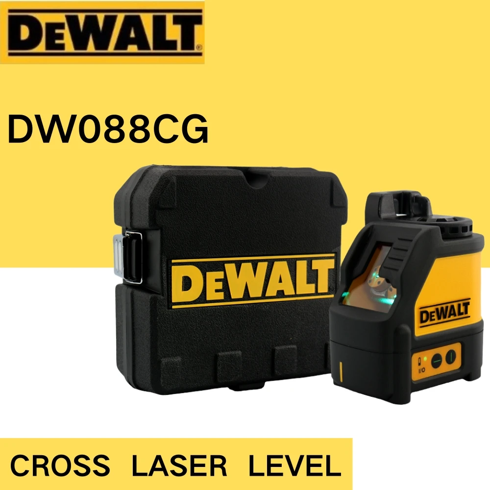 Лазерный уровень DEWALT DW088CG, нивелир с 2 линиями яркого зеленого цвета, с высокой точностью работы, с вертикальными и горизонтальными лучами