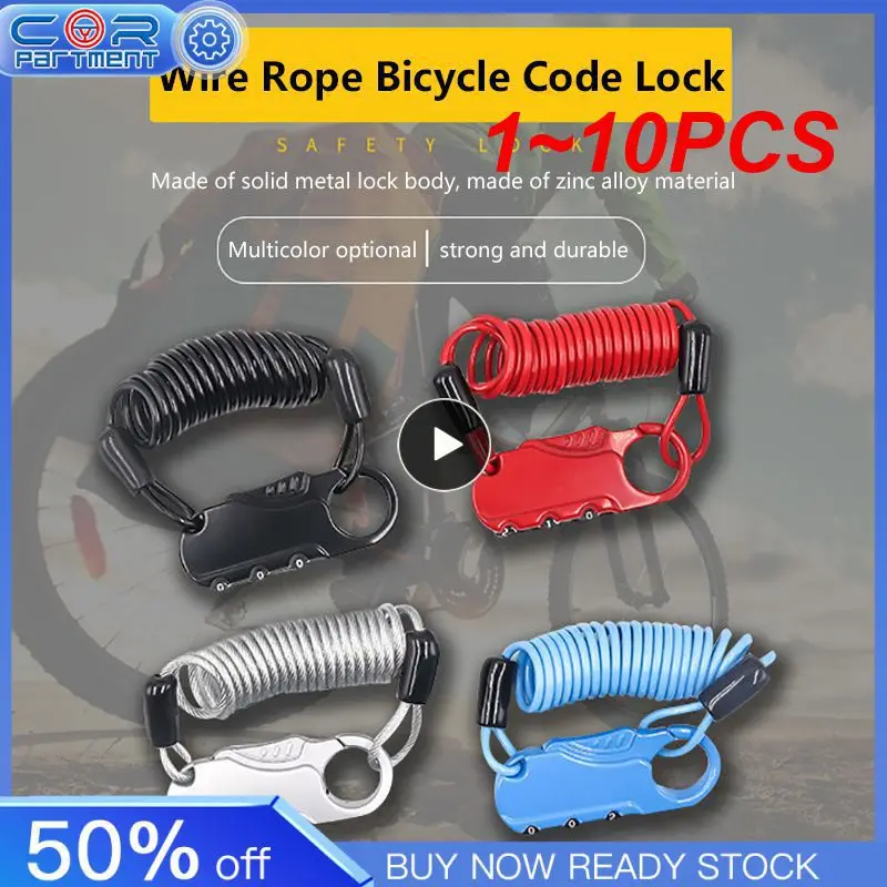 1~10PCS Mini Bike Lock Fold Backpack Cycling Helmet Cable Lock 3 Digit Combination Anti-theft Motorcycle Lock