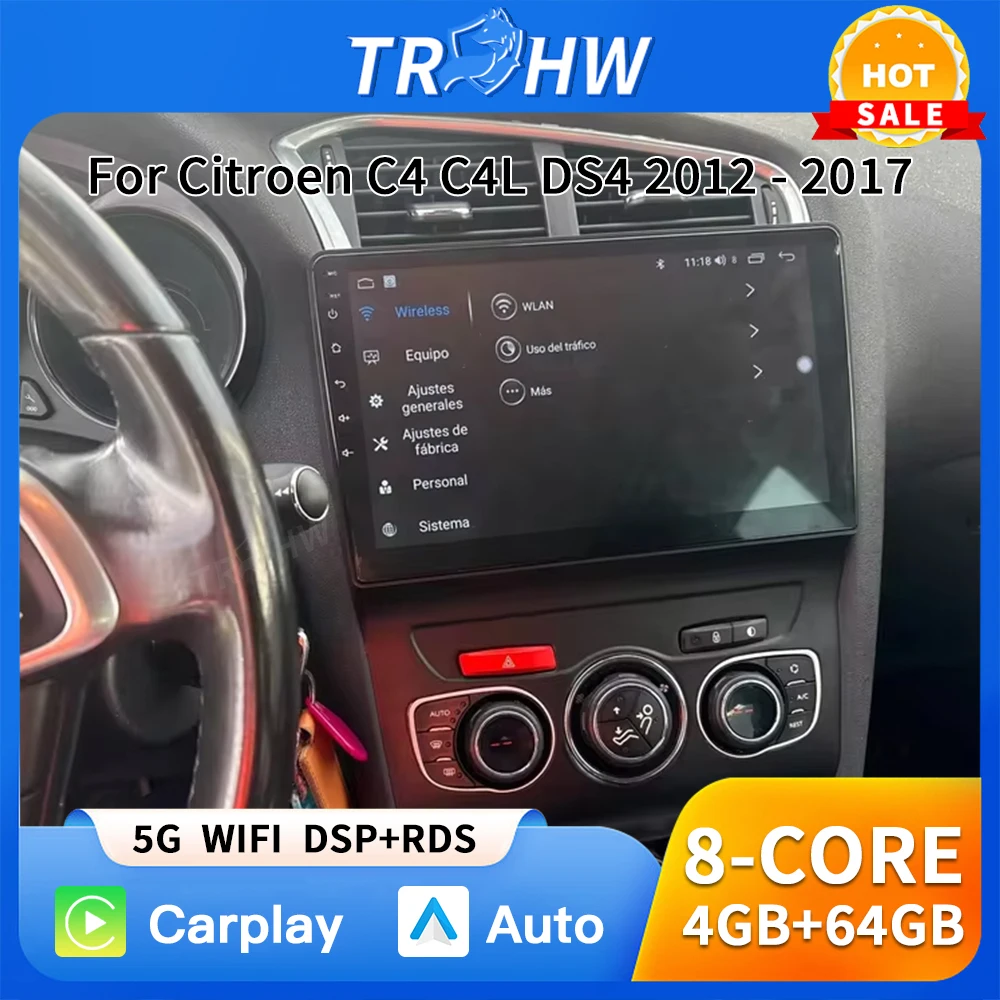 

Wireless CarPlay Android16 For Citroen C4 C4L DS4 2012 - 2017 Auto Car Radio GPS Multimedia 2 din Stereo