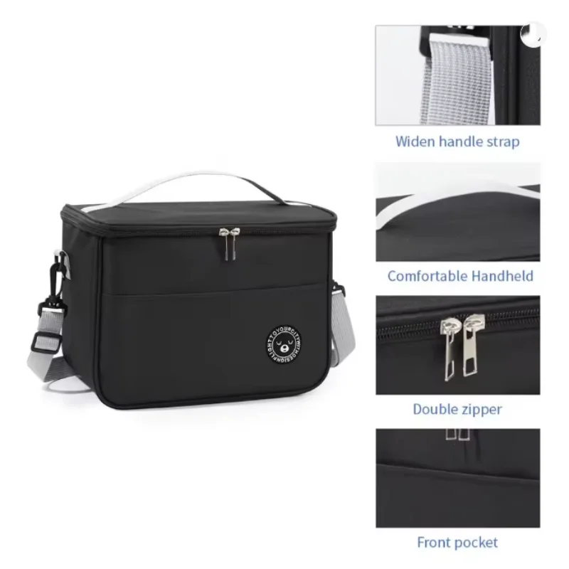 Thickened Waterproof Insulated Lunch Box Bag for Students, Large Capacity Portable Food Tote with Handheld Handle & Removable Sh