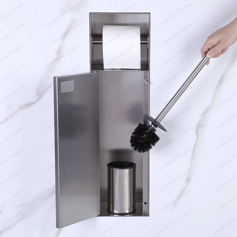 Embedded hidden toilet brush tissue box bathroom storage niche waterproof and moisture-proof shelf