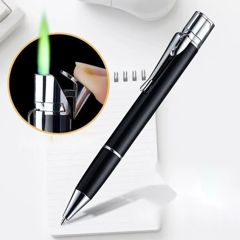 New Ballpoint Pen Lighter Personalized Creative Metal Outdoor Windproof Cigarette Lighter Unusual Portable High-Power Gadget