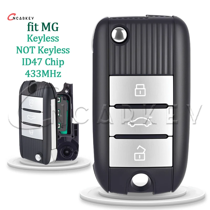 Chiave per auto remota Go senza chiave adatta MG ZS MG5 MG6 HS MG3 RX5 RX8 ZS ID47 Chip PCF7961X Hitag3 433 MHz Non Smart Auto Fob Flip 3 pulsanti