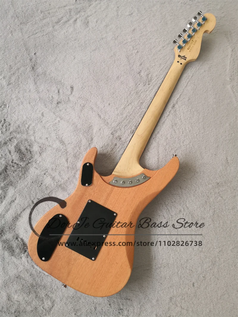 Original Wwood Color Electric Guitar Vibrato Bridge Mahogany body Maple Neck Rose Wood fingerboard mother shell Mosaic HH pickup