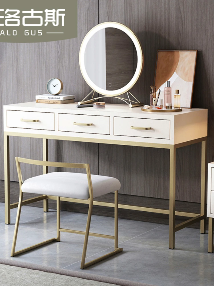 Wyj High-End Small Apartment Bedroom Simple Internet Celebrity Ins Style Desk Nordic Iron Makeup Table