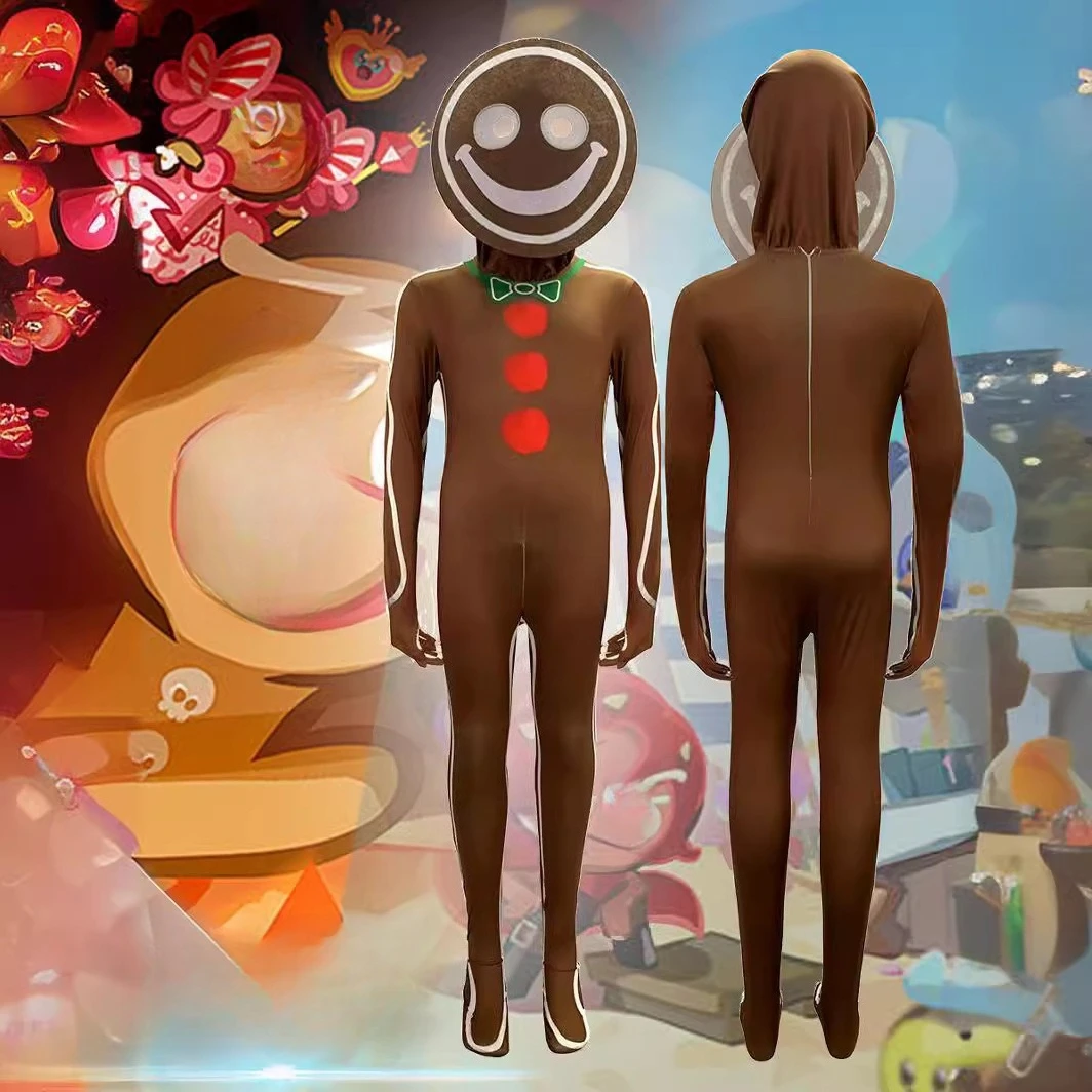 

Christmas Gingerbread Bodysuit - Festive Cosplay Costume | Full Body Spandex Jumpsuit | Stage Performance Outfit