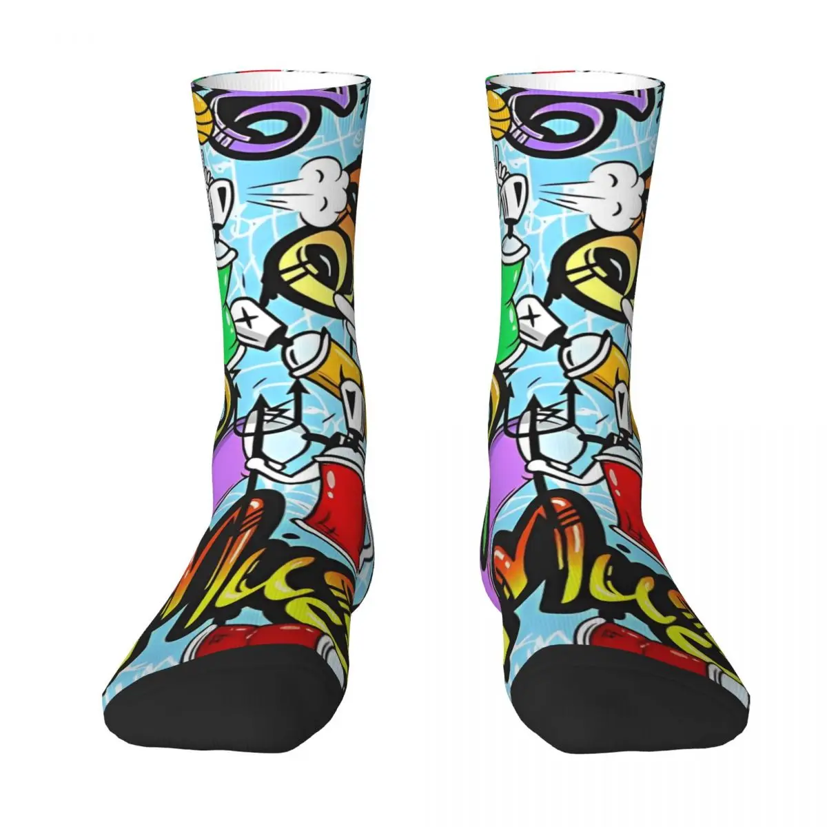 Street Graffiti Pattern Socks beat boxing Elegant Stockings Winter Non-Slip Unisex Men Socks Soft Printed Climbing Socks