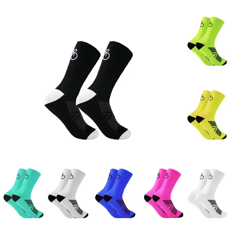 

2 pairs of midsole cycling socks for outdoor running, anti slip, wear-resistant, breathable professional sports socks