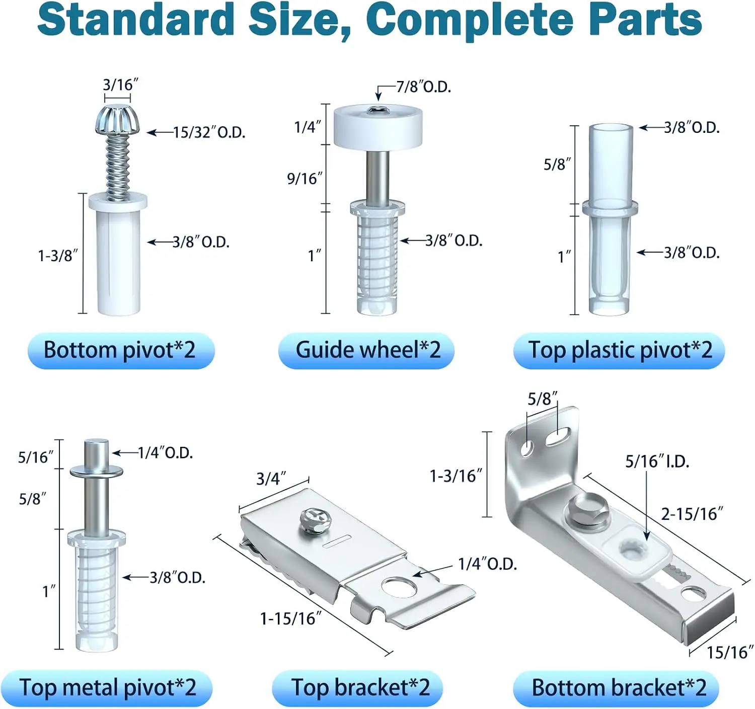Bifold Door Hardware Repair Kit Use for Bi Fold Closet Sliding Folding Door