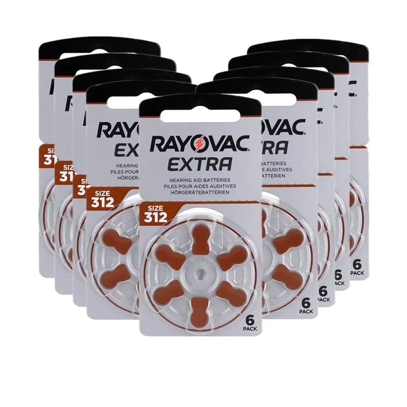 6PCS A312 Rayovac Extra Performance Hearing Aid Batteries 1.45V 312 312A A312 PR41 Zinc Air Battery For ITC RIC Hearing Aids