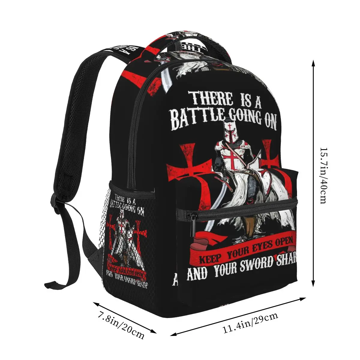 Knights Templar Cross Shield Symbol Medieval Sword Emblem Secret Order Backpack Student Boys Girls BookBag Computer Shoulder Bag