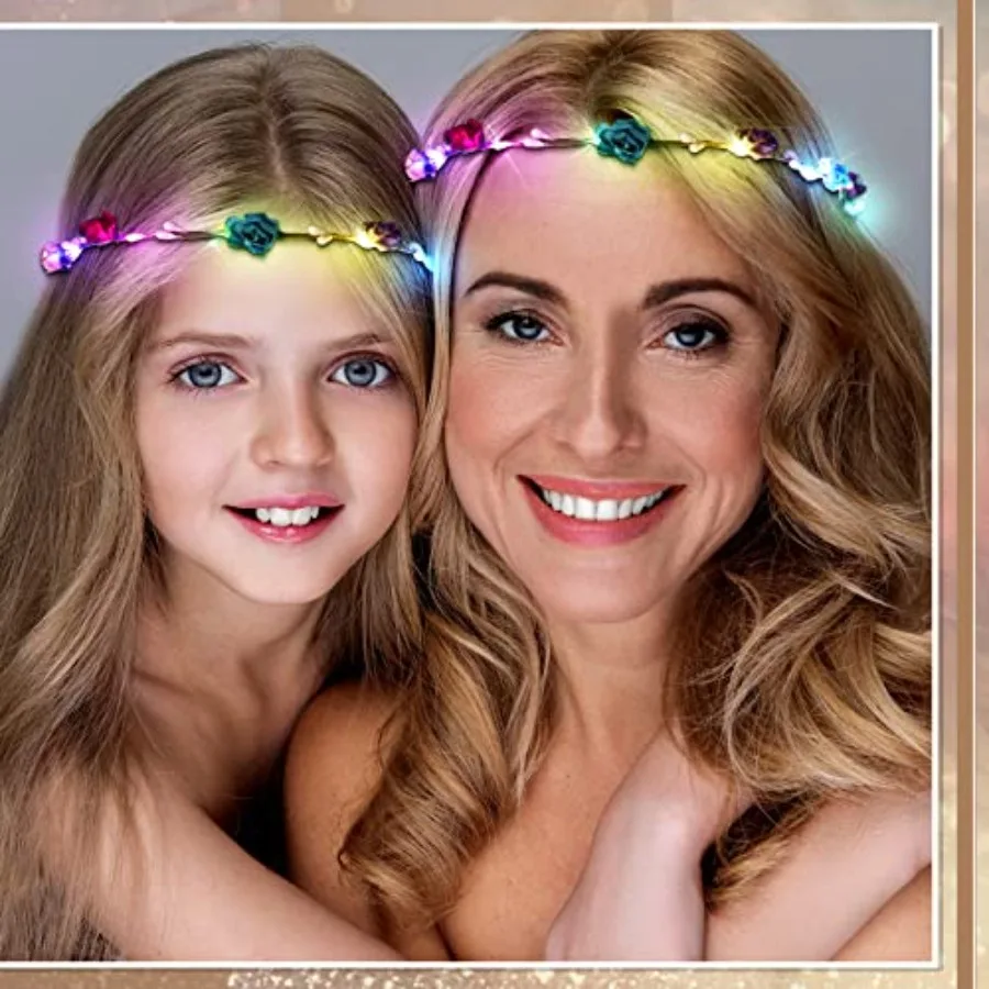 30 قطعة LED زهرة تاج Headbands تضيء عقال زهرة إكليل الأزهار متوهجة الجنية تاج للنساء كرنفال عيد ميلاد الزفاف #4