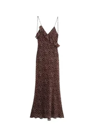 HH Women's Autumn Winter New Fashion Layered Decorative Polka Dot Slip Dress Female Elegant Sleeveless Backless Dress Mujer