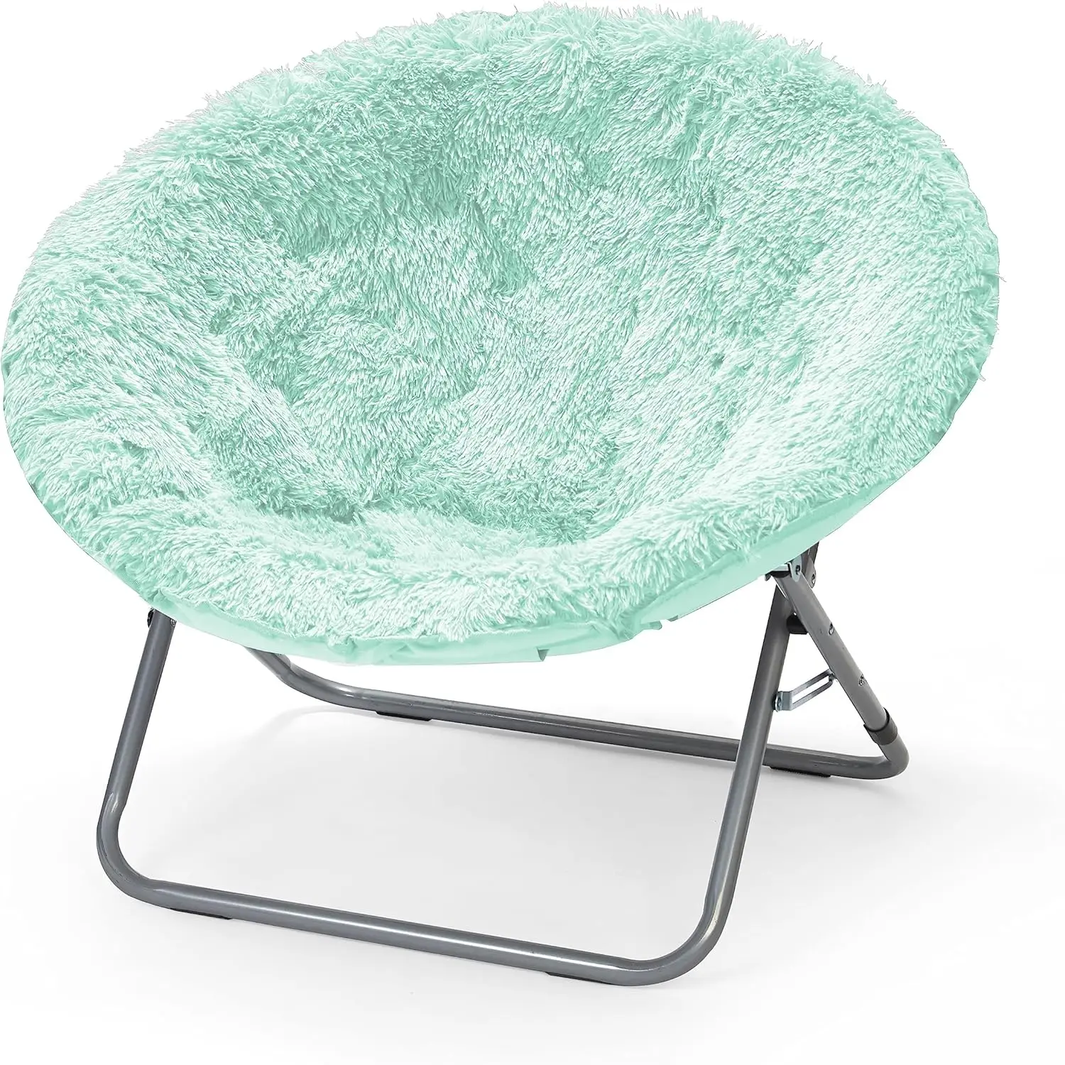 Oversized Mongolian Faux Fur Saucer Chair, Mint，36.2