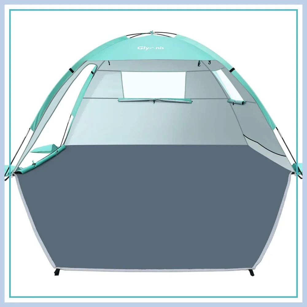 

Beach Tent Sun Shelter for 4 Person, UPF 50+ UV Protection, Lightweight Easy Setup with Vent Windows & Zippered Door - Green