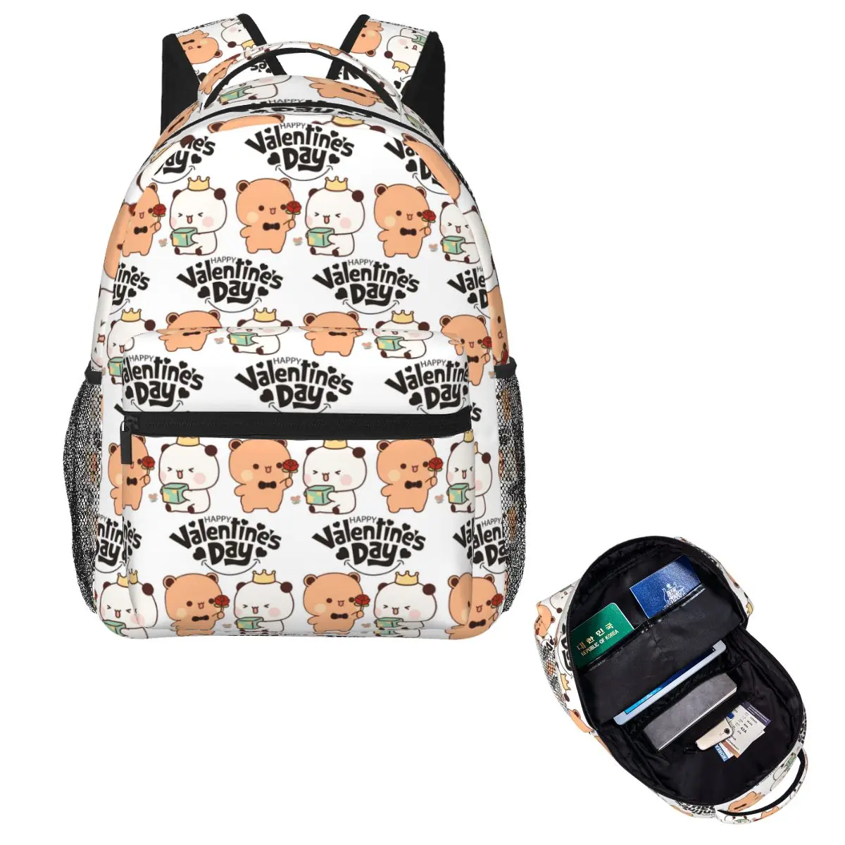 Dudu Mochi Milk Panda And Brownie Bear Student Backpack School Bag Hiking Travel Daypack Men Women Fashion Bookbag Shoulder Bags