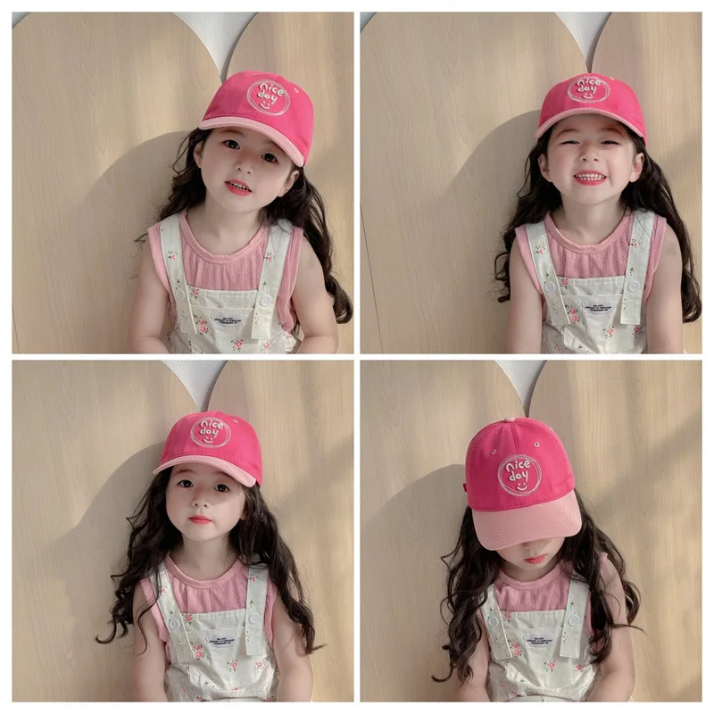 Ventilated and Foldable Kids Hats & Caps with Embroidered Logo for Girls, Perfect for Outdoor Baseball and Streetwear