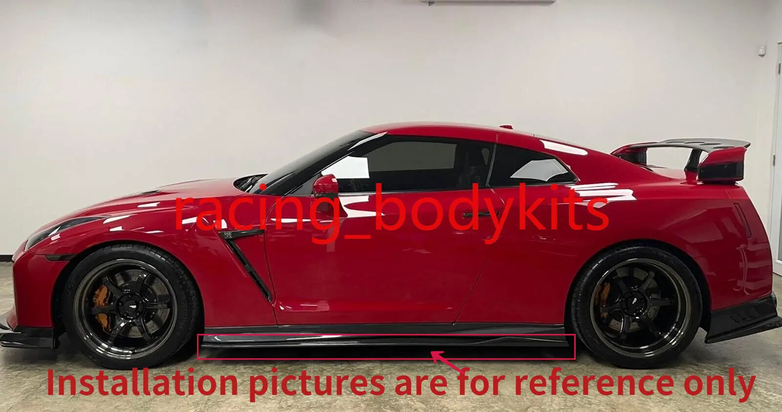 For Nissan R35 GTR MY17 2017+ Side Skirt Extension Trim Addon Wings Carbon Fiber